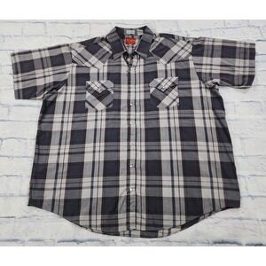 Plains Western Wear Shirt MENS 2X Plaid Big Man Short Sleeve Pearl Snap Buttons